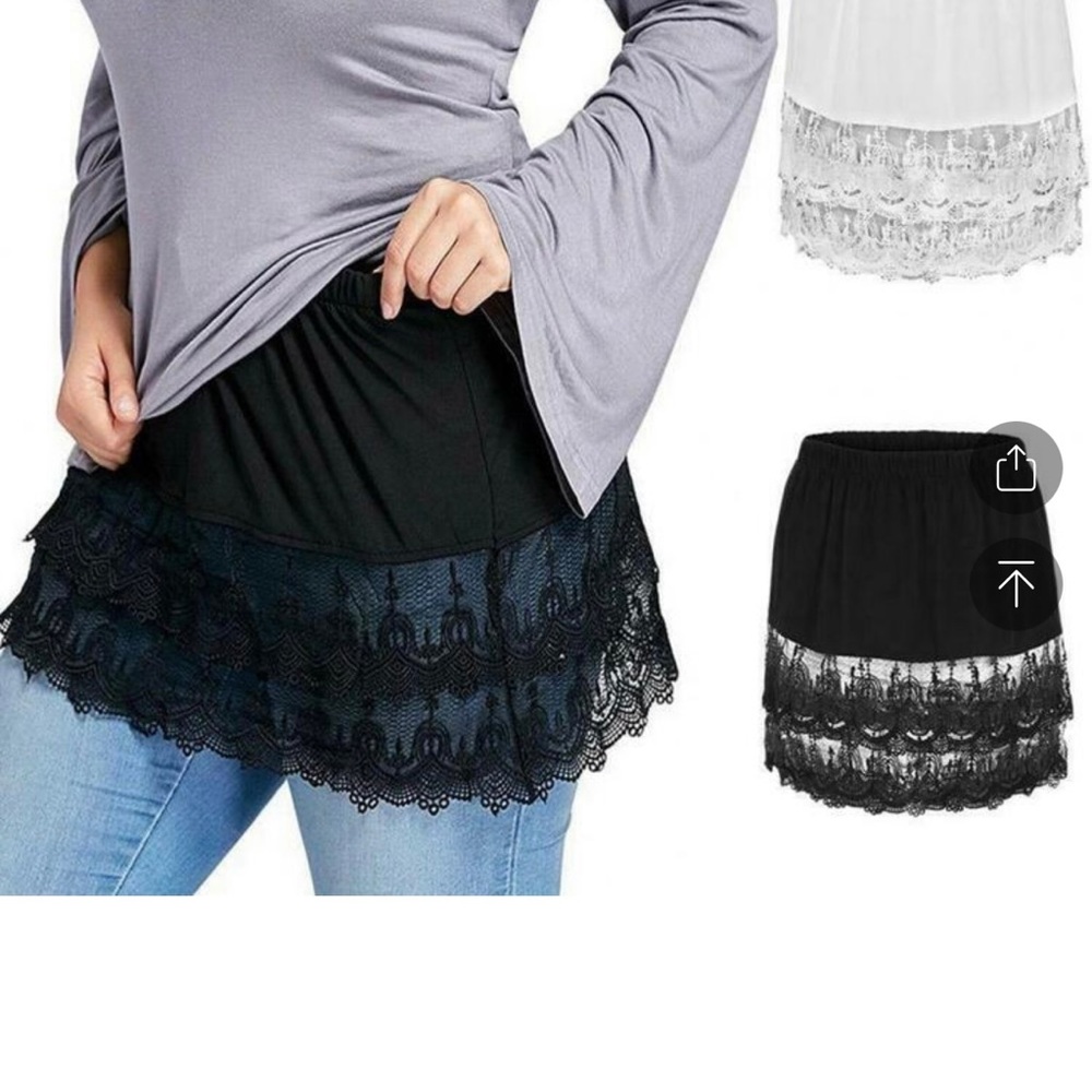 3 Shirt Extenders. Solid Black Solid White And Bl… - image 1